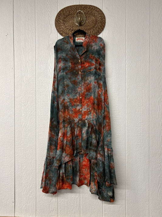 Crepe Sari Summer Dahlia Duster 0726 133