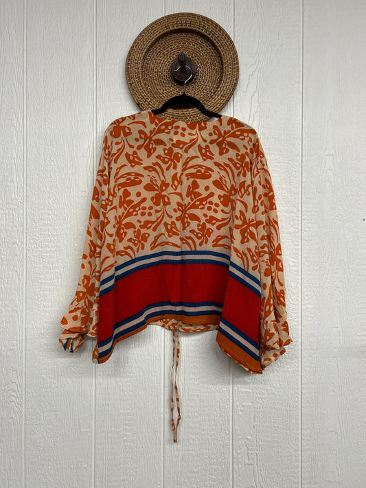 Crepe Sari Bell Sleeve Butterfly Top 0326 085