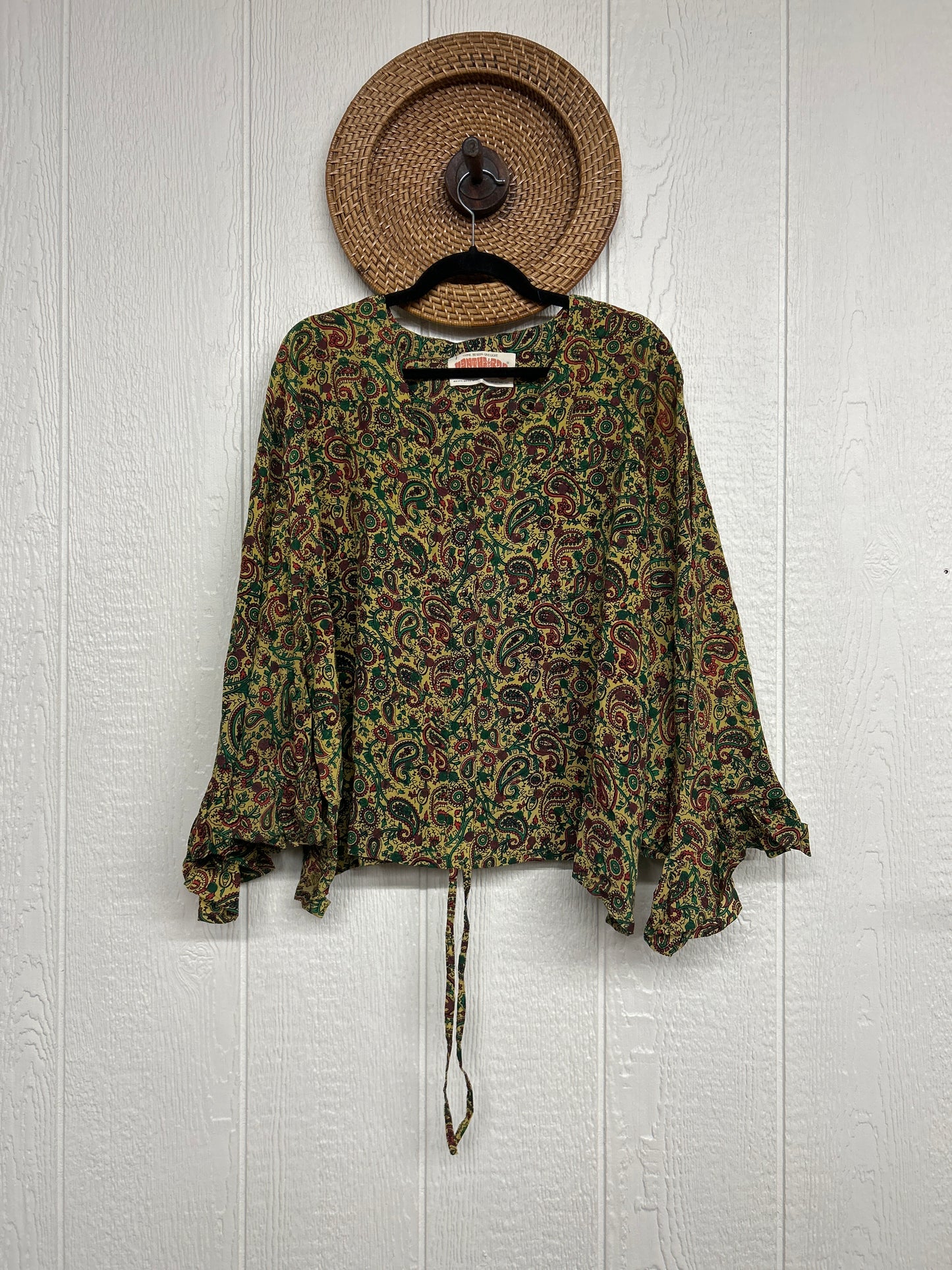 Crepe Sari Bell Sleeve Butterfly Top 0326 035