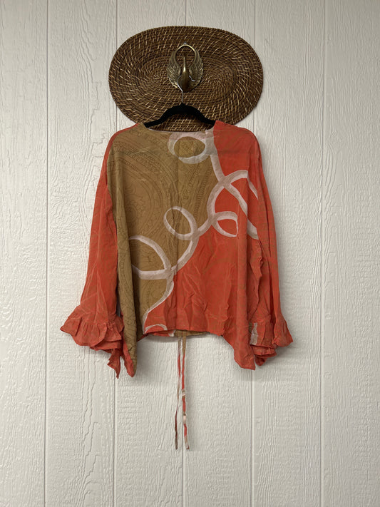 Crepe Sari Bell Sleeve Butterfly Top 0326 220