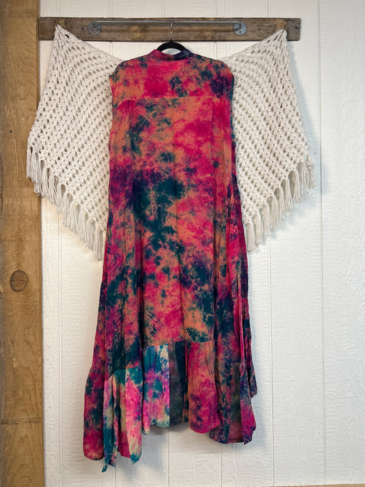 Crepe Sari Summer Dahlia Duster 0726 239