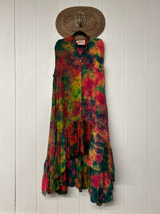 Crepe Sari Summer Dahlia Duster 0726 024