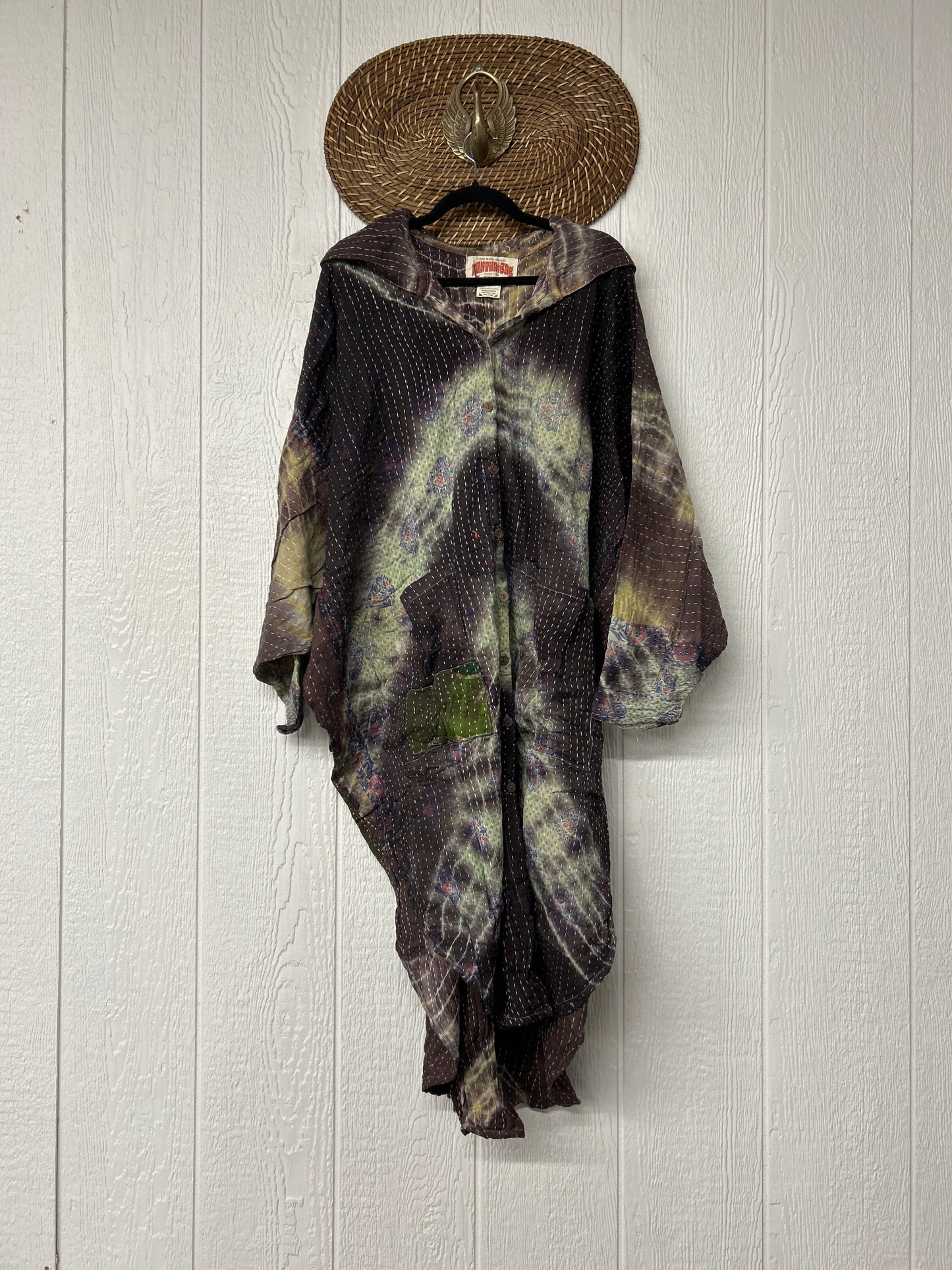 Aura Edit Pareo Kantha Poetic Hoodie Maxi 0726 003