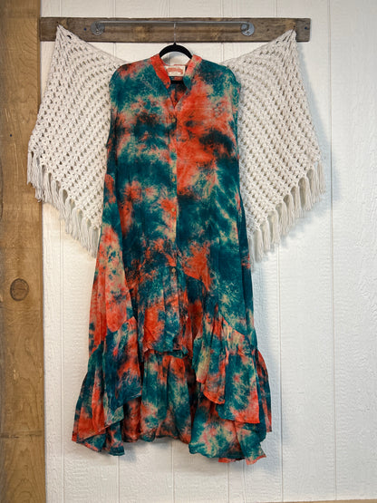 Crepe Sari Summer Dahlia Duster 0726 194