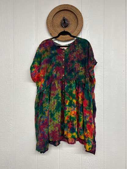 Crepe Sari Daydreamer Button Down Mini  0726 003