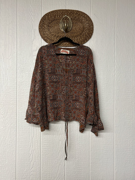 Crepe Sari Bell Sleeve Butterfly Top 0326 261