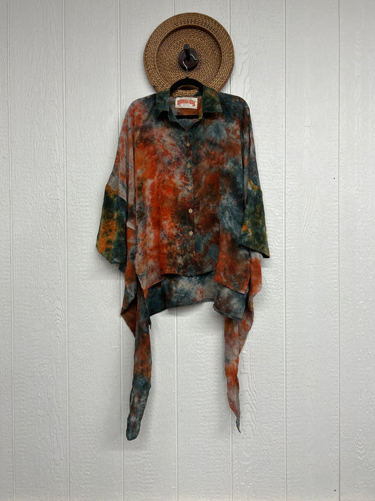 Crepe Sari Summer Nirvana Button Down 0626 107