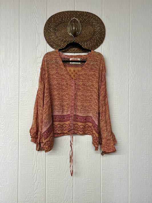 Crepe Sari Bell Sleeve Butterfly Top 0326 224