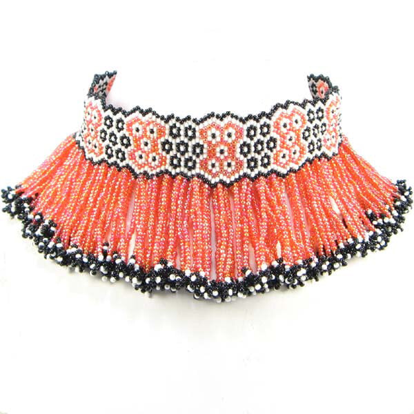 Dark Orange Seed Bead Choker