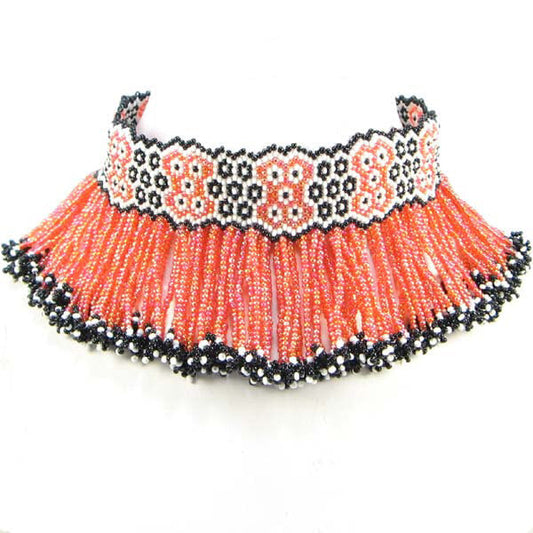 Dark Orange Seed Bead Choker