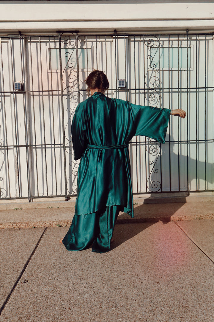 Stardust Silk Kimono - Emerald - Kantha Bae