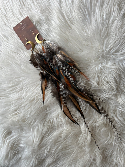 Leela Devi Moon Feather Earrings