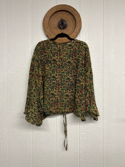 Crepe Sari Bell Sleeve Butterfly Top 0326 035