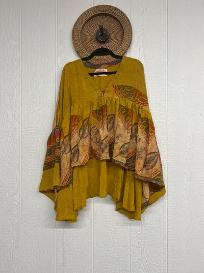 Crepe Sari Bell Sleeve Gold Dust Crop 0826 002