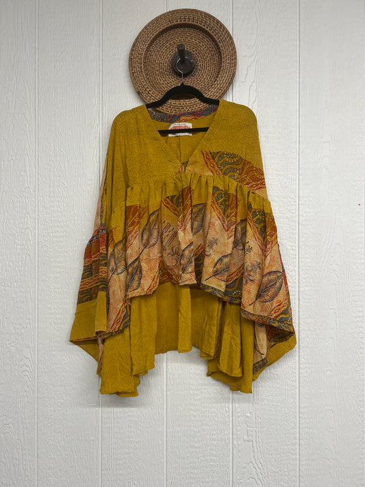 Crepe Sari Bell Sleeve Gold Dust Crop 0826 002