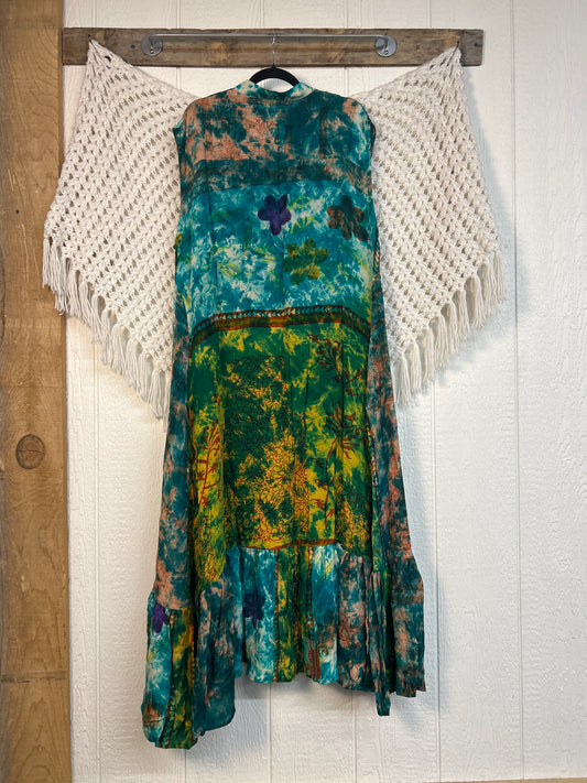 Crepe Sari Summer Dahlia Duster 0726 209