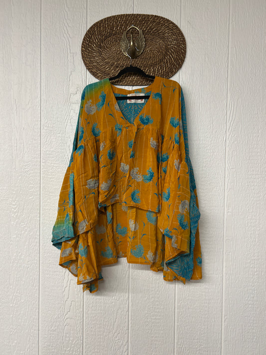 Crepe Sari Bell Sleeve Gold Dust Crop 0826 265