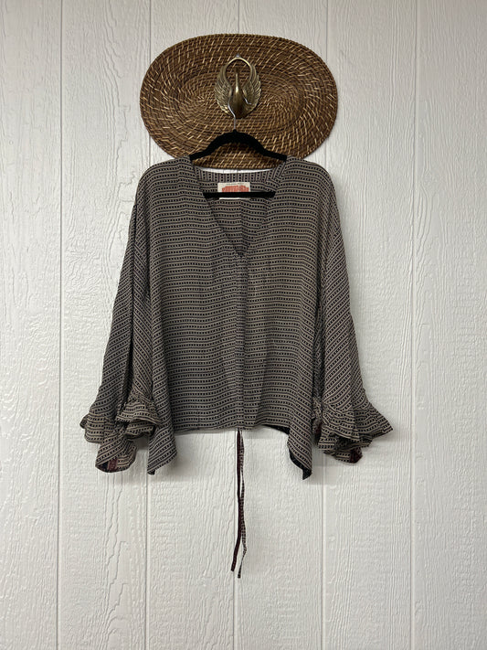 Crepe Sari Bell Sleeve Butterfly Top 0326 223