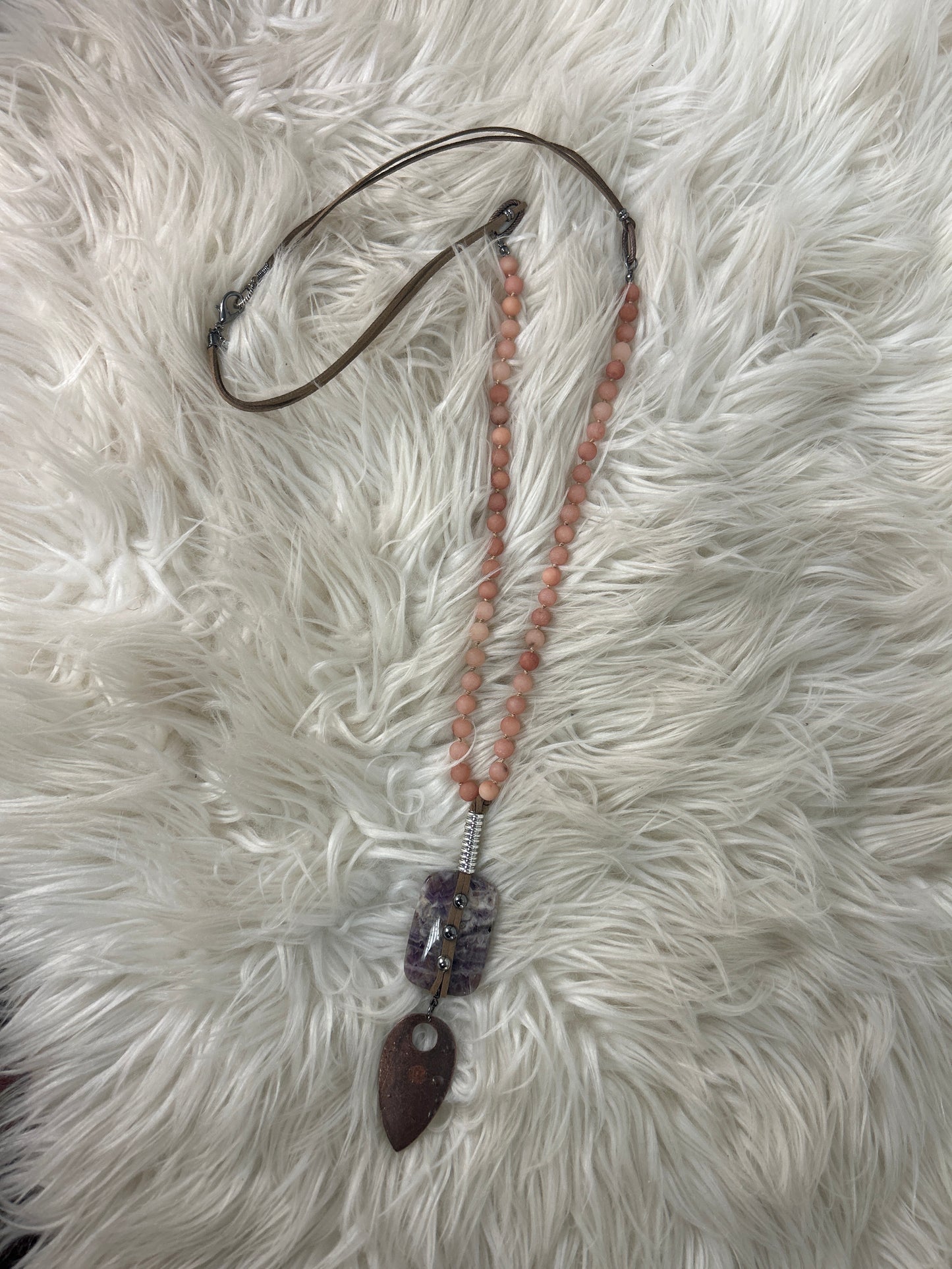 RETAIL Pink Beaded Stone Necklace 0226 023