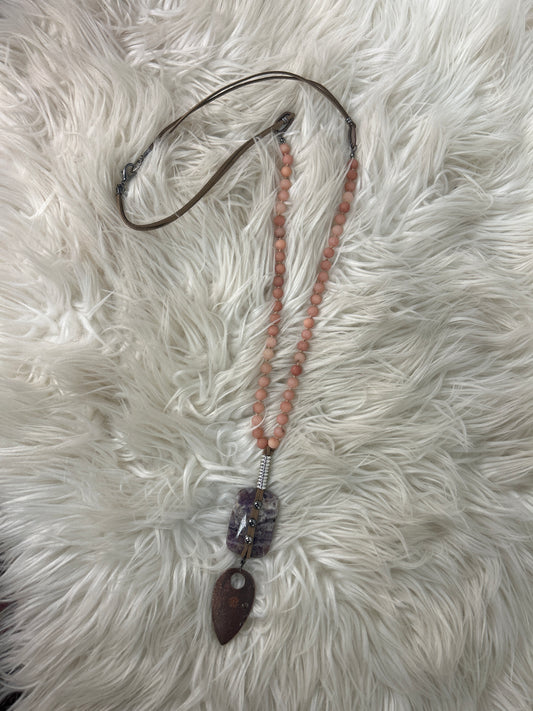 RETAIL Pink Beaded Stone Necklace 0226 023