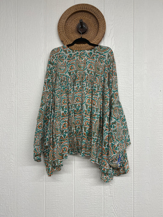 Crepe Sari Bell Sleeve Gold Dust Crop 0826 015