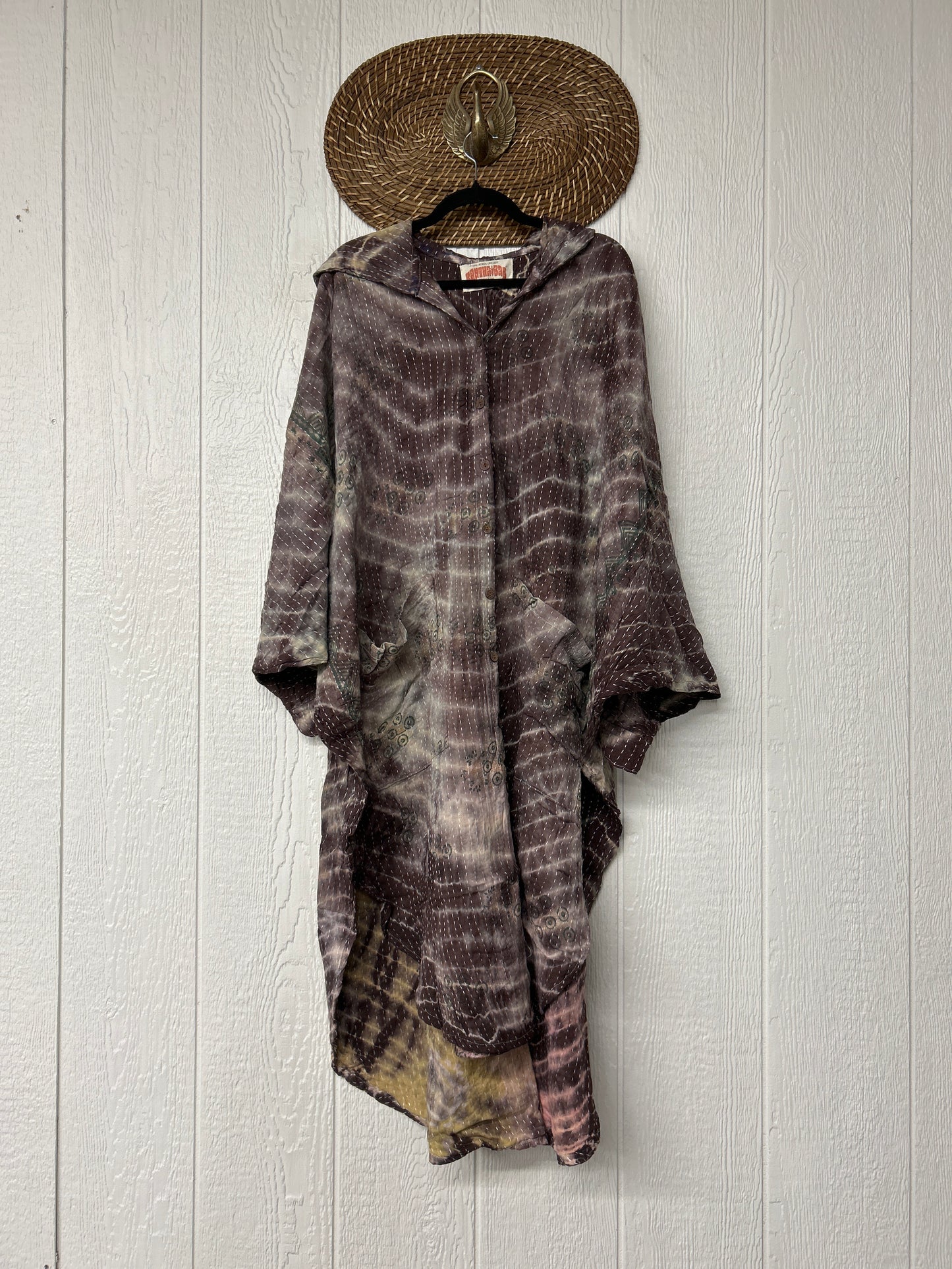 Aura Edit Pareo Kantha Poetic Hoodie Maxi 0726 005