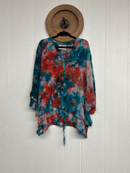 Crepe Sari Hi Lo Butterfly Top 0726 123