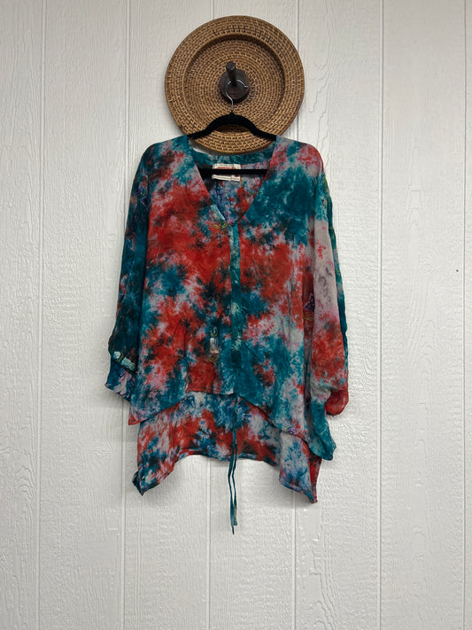 Crepe Sari Hi Lo Butterfly Top 0726 123