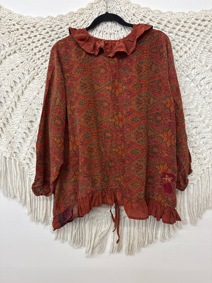 Crepe Sari Ruffle Daisy Blouse L0926 001