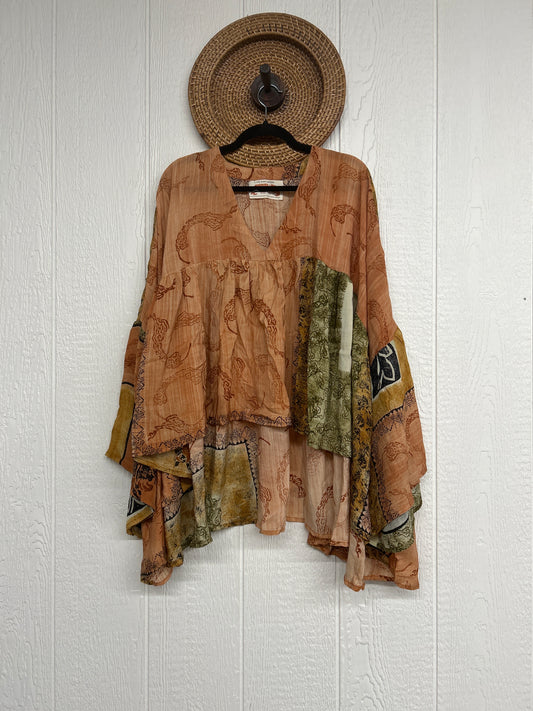 Crepe Sari Bell Sleeve Gold Dust Crop 0826 012