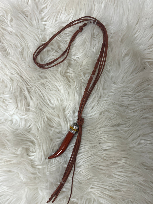 RETAIL Horn & Tassels Necklace Brown 0226 013