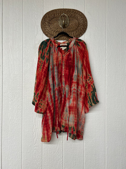Crepe Sari Woodstock Shortie Kimono L0726 001