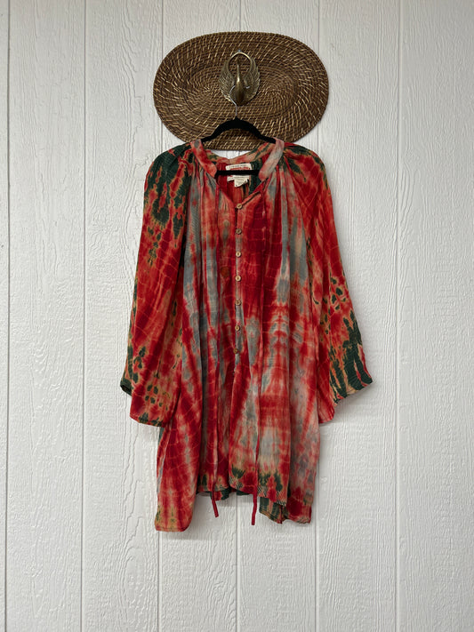 Crepe Sari Woodstock Shortie Kimono L0726 001