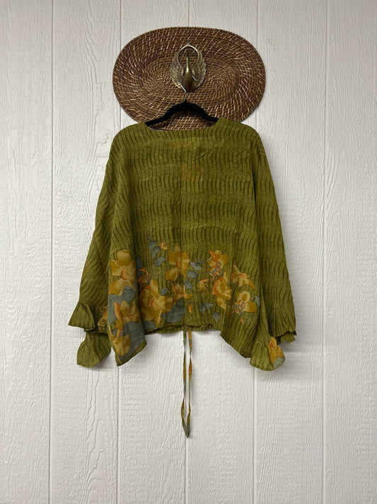 Crepe Sari Bell Sleeve Butterfly Top 0326 218