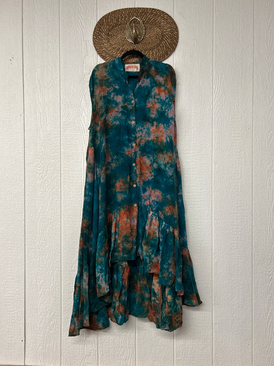 Crepe Sari Summer Dahlia Duster 0726 116