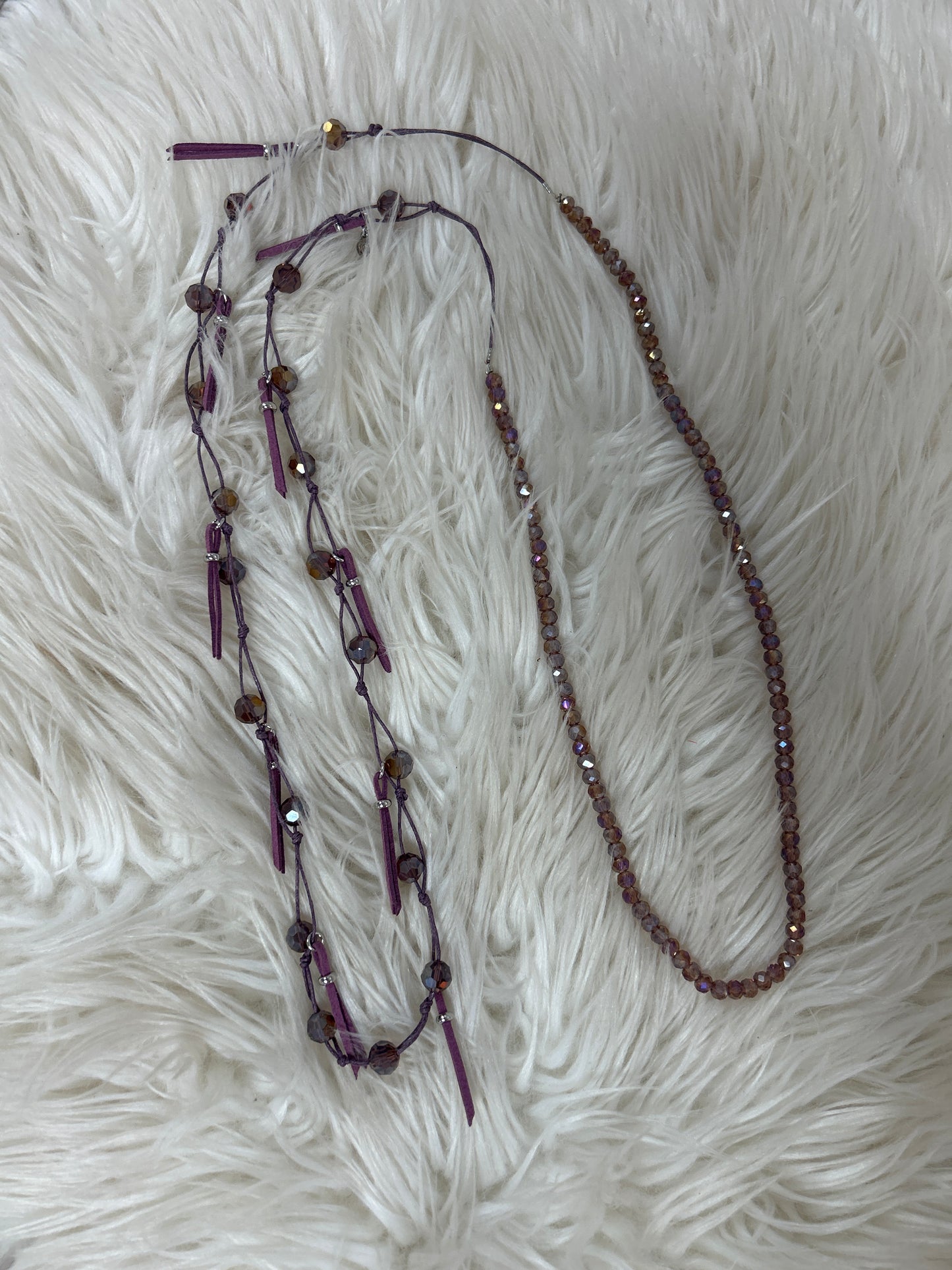 RETAIL Beads & Tassels Necklace Purple 0226 006