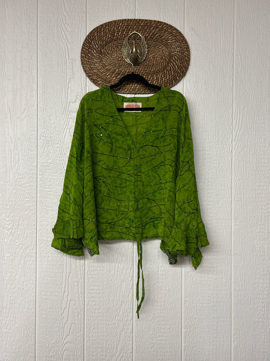 Crepe Sari Bell Sleeve Butterfly Top 0326 219