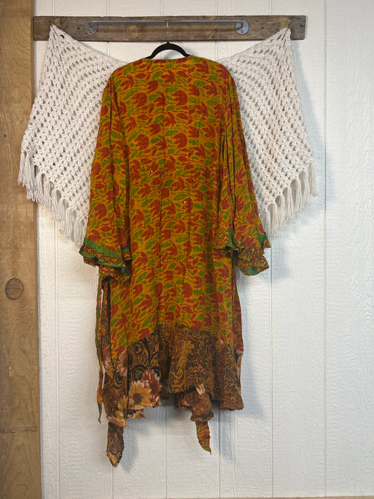 Crepe Sari Flourish Wrap Dress 0426 192