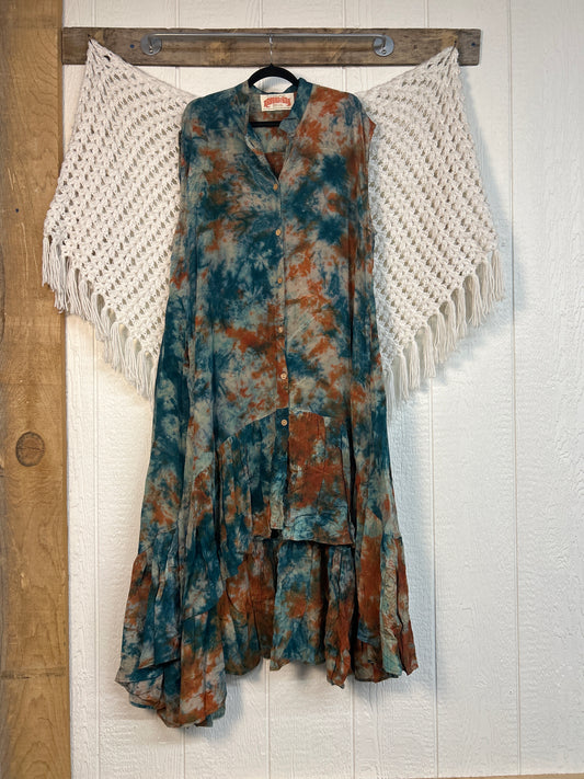 Crepe Sari Summer Dahlia Duster 0726 146