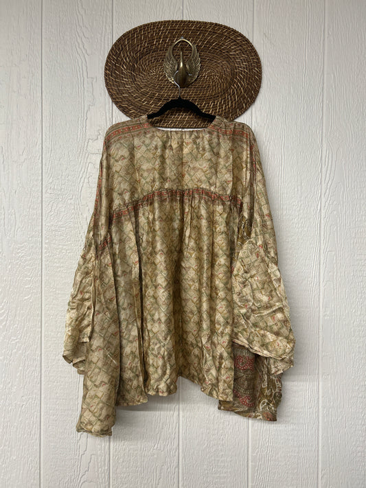 Crepe Sari Bell Sleeve Golddust Crop 0426 019