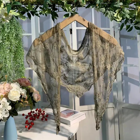 Lace Embroidered Scarf - Green