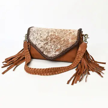 Foldover Leather Fringe Bag - Cow 0426 001