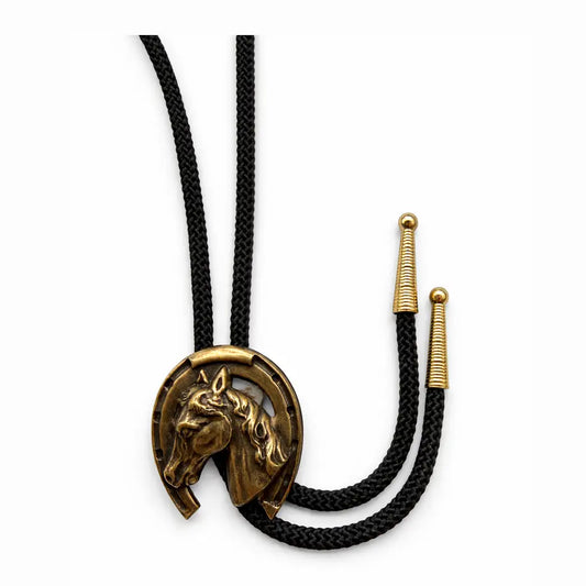 Vintage Bronze Horse Head Bolo 0426 001
