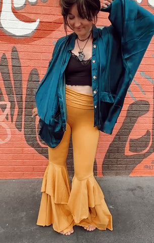 Cotton Knit Ruffle Bells in Mustard - Kantha Bae