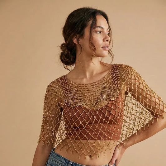 Gold Beaded Capelet 0426 001