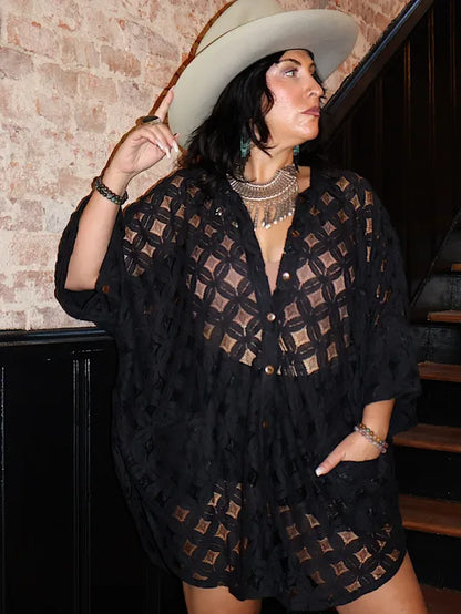 Crochet Free To Be Tunic - Black