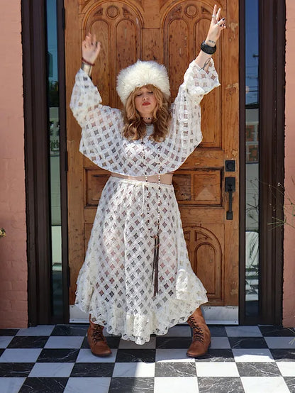 Crochet Wild Rose Skirt - Cream