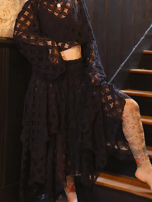 Crochet Pixie Skirt - Black