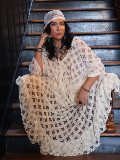 Crochet Wild Rose Skirt - Cream