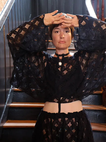 Crochet Abundance Crop - Black